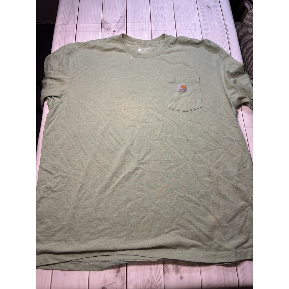 Carhartt K87-HTG Men's Short Sleeve T-shirt - Green Damaged 3XL
